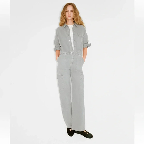 ZARA TRF WASHED EFFECT DENIM JUMPSUIT - Picture 1 of 8